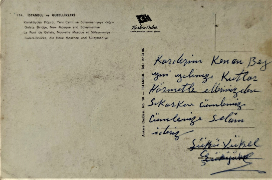 1970 İSTANBUL VE GÜZELLİKLERİ KARAKÖYDEN KÖPRÜ YENİ CAMİİ VE SÜLEYMANİYEYE DOGRU KÖPRÜSÜ RENKLİ KARTPOSTAL OFSET BASKI 