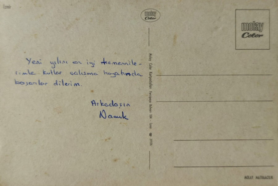 1970 İZMİR RENKLİ OFSET BASKI ARKASI YAZILI KARTPOSTAL POSTADAN GECMİŞ MOLAY COLOR  KARTPOSTALLARI 15X10 CM