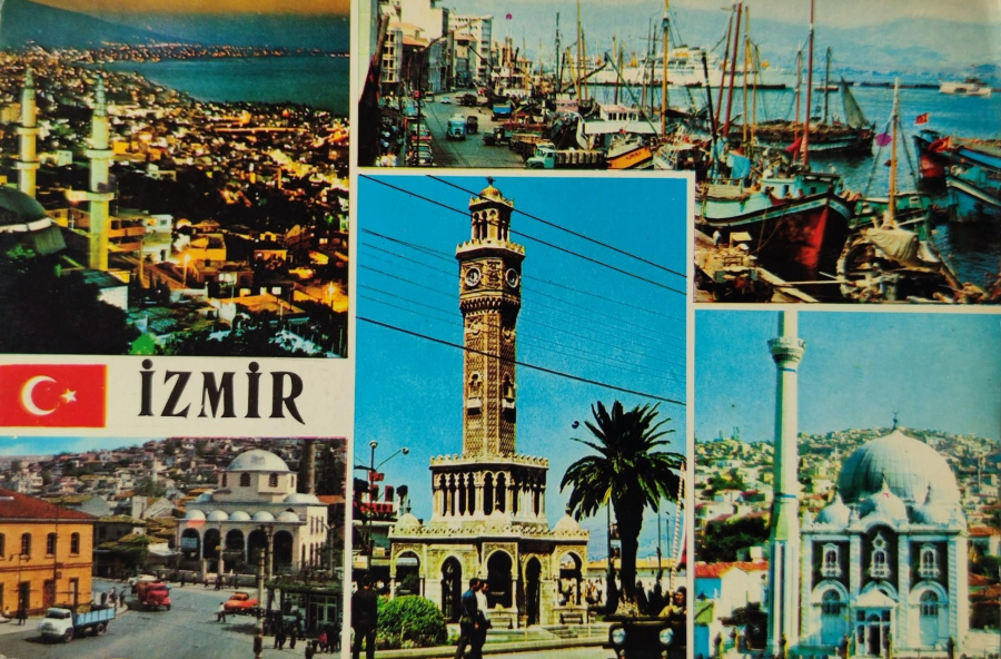 1970 İZMİR RENKLİ PARCALI KARTPOSTAL OFSET BASKI ARKASI YAZILI 
