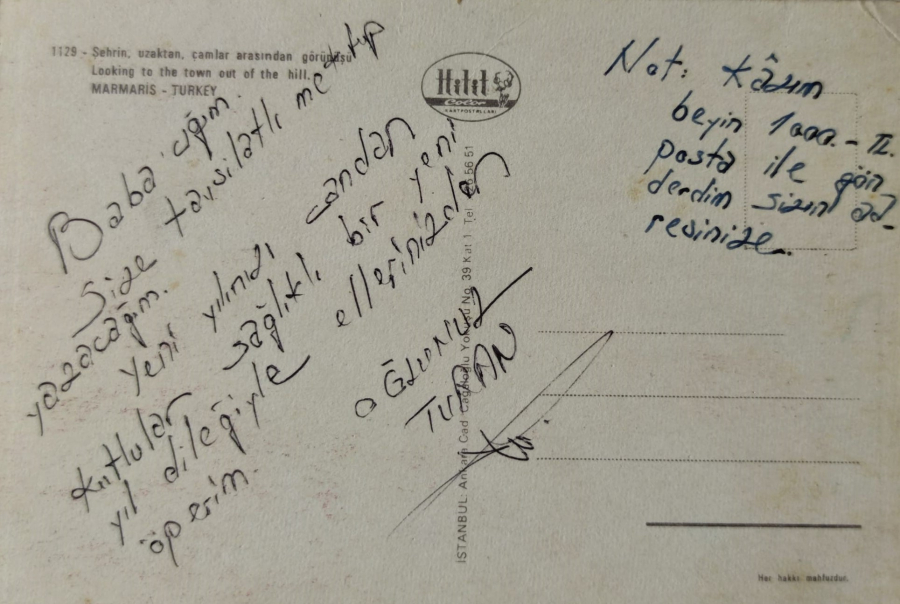 1970 MARMARİS ŞEHRİN CAMLAR ARASINDAN GÖRÜNÜŞÜ RENKLİ KARTPOSTAL