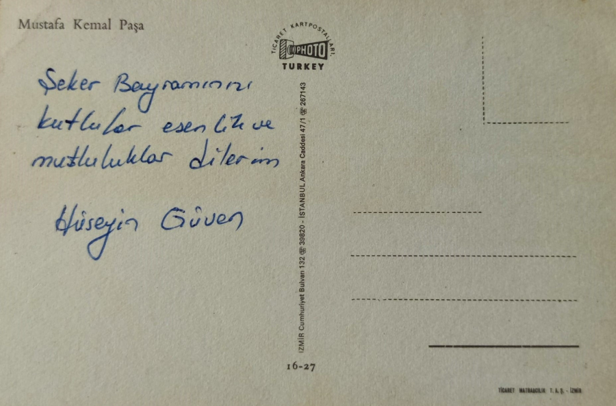 1970 MUSTAFA KEMAL PAŞA KARTPOSTAL RENKLİ OFSET BASKI ARKASI YAZILI POSTADAN GECMİŞ TİCARET KARTPOSTALLARI 15X10