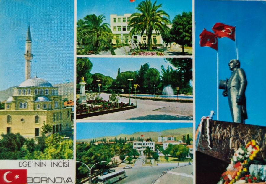 1970 BORNOVA PARCALI ŞEHRİN 5 AYRI GÖRÜNÜMÜ KARTPOSTAL RENKLİ OFSET BASKI ARKASI YAZILI