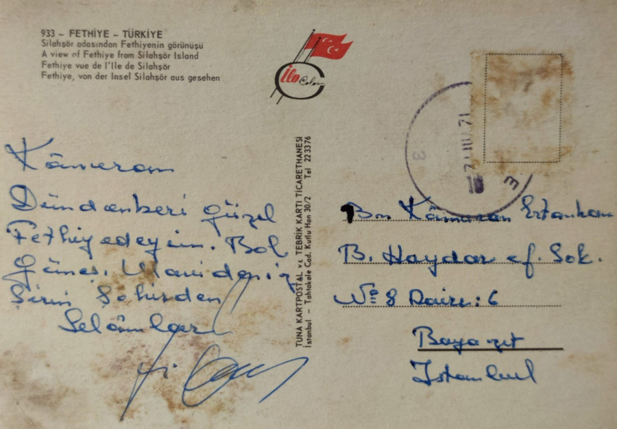 1970 FETHİYE KARTPOSTAL RENKLİ OFSET BASKI ARKASI YAZILI POSTADAN GECMİŞ İLO COLOR KARTPOSTALLARI EN15 CM BOY10 CM