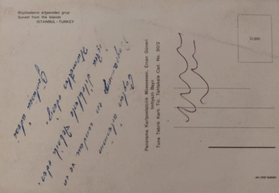 1970 İSTANBUL BÜYÜKADANIN ARKASINDAN GURUP GÖRÜNTÜSÜ  KARTPOSTAL RENKLİ OFSET BASKI ARKASI YAZILI 