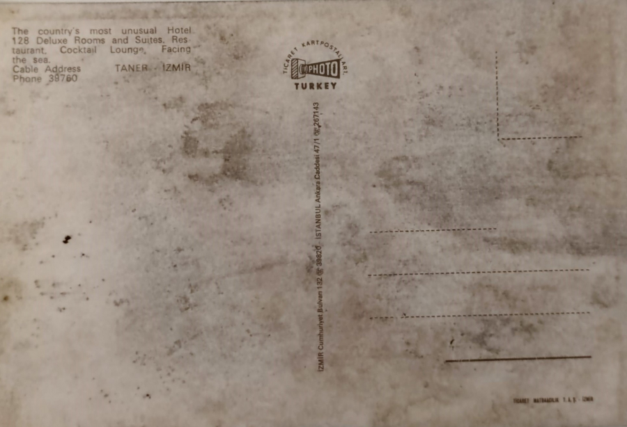1970 İZMİR TURKEY OTEL TANER KARTPOSTAL RENKLİ OFSET BASKI ARKASI YAZISIZ 