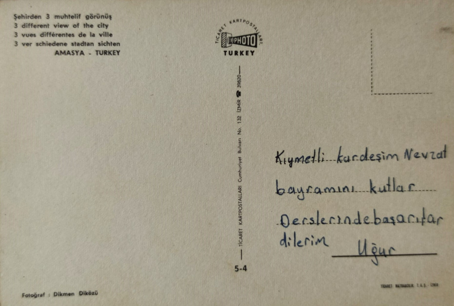 1970 AMASYA PARCALI KARTPOSTAL RENKLİ OFSET BASKI ARKASI YAZILI 