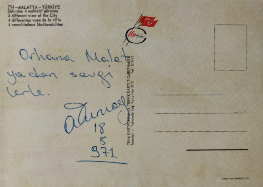 1970 MALATYA PARCALI KARTPOSTAL RENKLİ OFSET BASKI ARKASI YAZILI