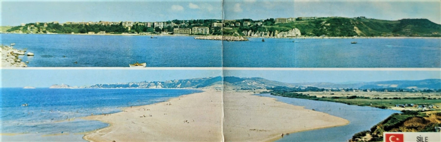 1970 ŞİLE KENTİN KUMBABA YÖNÜNDEN UZAK GÖRÜNÜMÜ VE LİMAN PANORAMİK KARTPOSTAL RENKLİ OFSET BASKI 