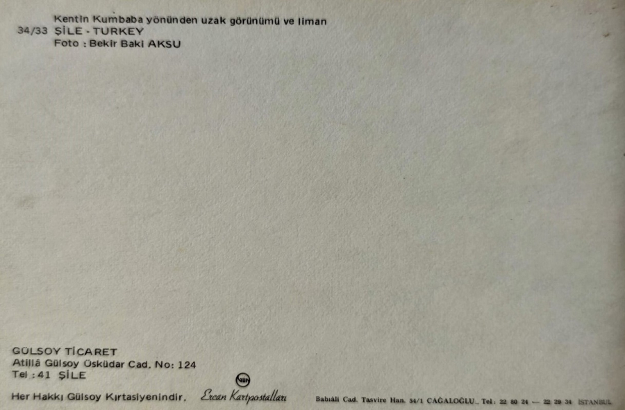 1970 ŞİLE KENTİN KUMBABA YÖNÜNDEN UZAK GÖRÜNÜMÜ VE LİMAN PANORAMİK KARTPOSTAL RENKLİ OFSET BASKI 