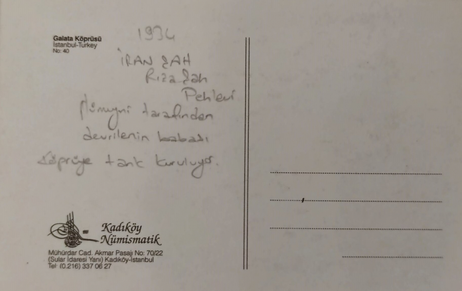 İSTANBUL GALATA KÖPRÜSÜ GÖRÜNTÜSÜ  CONSTANTİNOPLE KARTPOSTAL SİYAH BEYAZ OFSET BASKI ARKASI YAZILI 