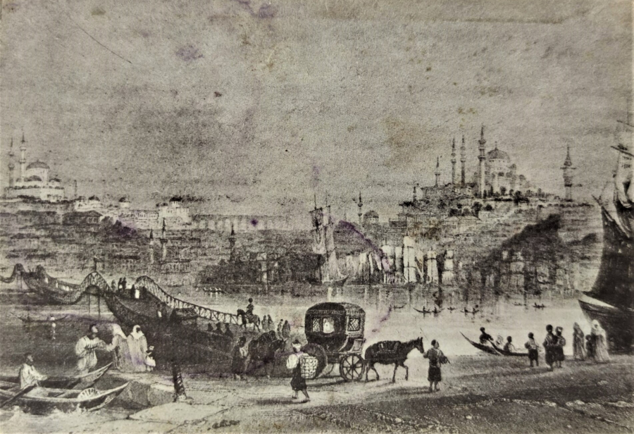 İSTANBUL TEKNİK ÜNİVERSİTESİ VAKFI GRAVUR SİYAH BEYAZ  BASKI İSTANBULDAN PARCALI GECİŞLİ ARKASI BOŞ KARTPOSTAL