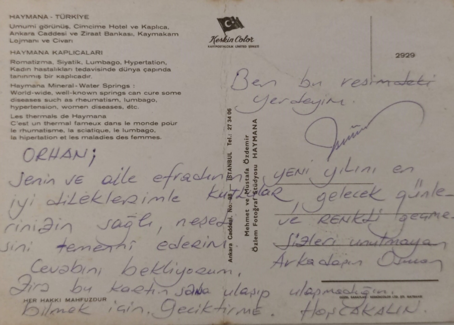  1970 HAYMANA UMUMİ GÖRÜNÜŞ CİMCİME HOTEL VE KAPLICA ANKARA CADDESİ ZİRAAT BANKASI KAYMAKAM LOJMAN VE CIVARI PARCALI KARTPOSTAL