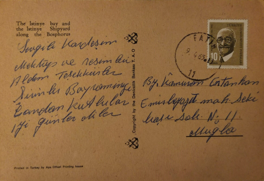 1970 İSTANBUL İSTİNYE KARTPOSTAL RENKLİ OFSET BASKI POSTADAN GECMİŞ ARKASI YAZILI 