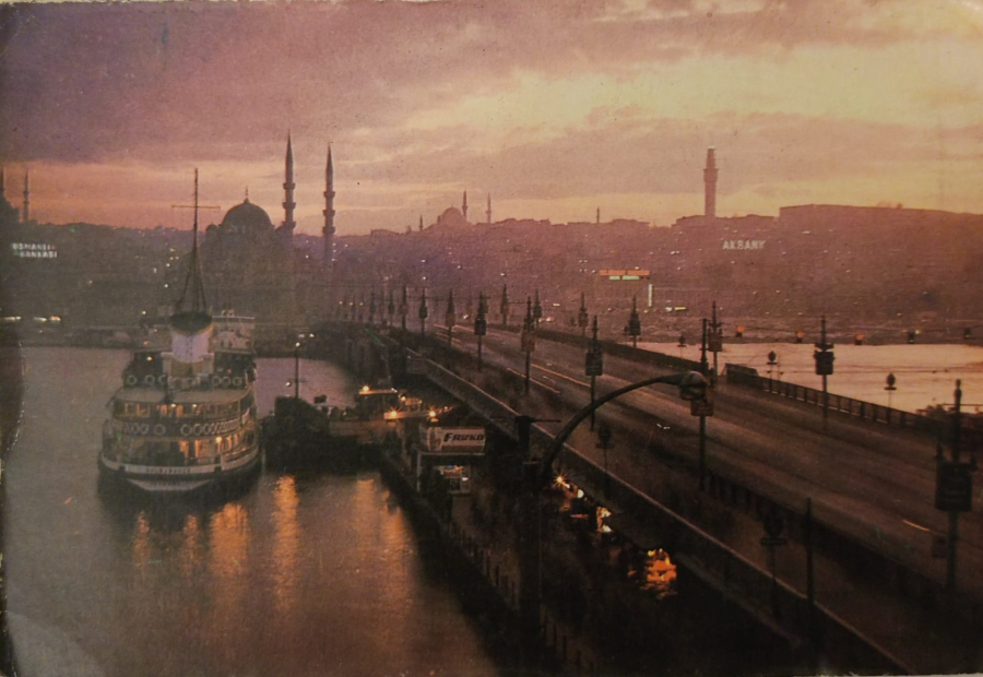 1970 İSTANBUL KÖPRÜ GÜN BATIMI KARTPOSTAL RENKLİ OFSET BASKI 