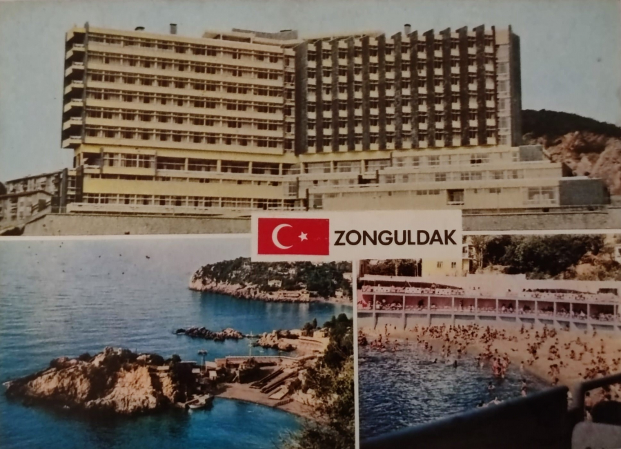  1970 ZONGULDAK SIGORTA HASTANESİ VE PLAJLAR KARTPOSTAL RENKLİ OFSET BASKI 