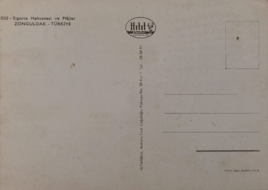  1970 ZONGULDAK SIGORTA HASTANESİ VE PLAJLAR KARTPOSTAL RENKLİ OFSET BASKI 
