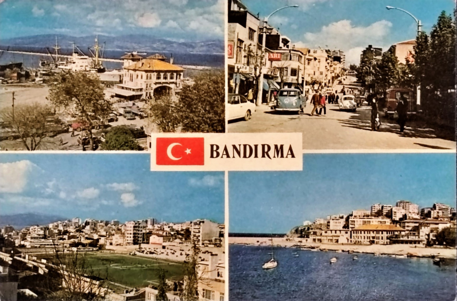 1970 BANDIRMA PARCALI GÖRÜNÜŞ  KARTPOSTAL RENKLİ OFSET BASKI 