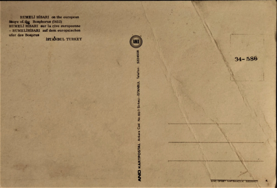 1970 İSTANBUL RUMELİ HİSARI GÖRÜNÜŞ  KARTPOSTAL RENKLİ OFSET BASKI 