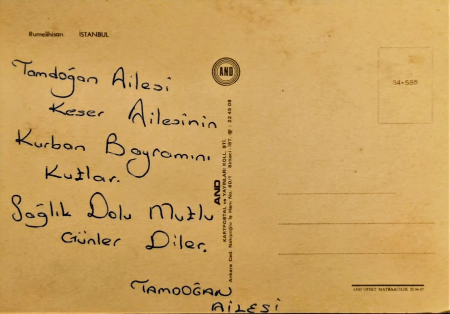 1970 İSTANBUL RUMELİHİSARI KARTPOSTAL RENKLİ OFSET BASKI