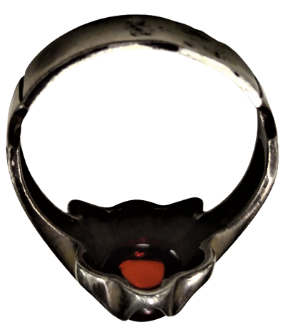 1910 OSMANLI GÜMÜŞ NAR KIRMIZI ATEŞ KEHRİBAR MIHLAMA EL İŞCİLİK YAPIM ERKEK YÜZÜK