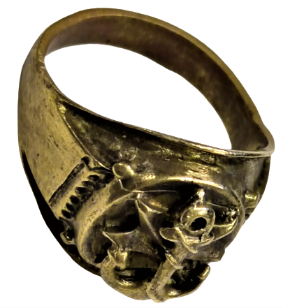 1950 BRONZ ÜZERİ DENİZ YILDIZI VE CIPA HALAT OLAN EL YAPIM USTA İŞİ ERKEK YÜZÜK