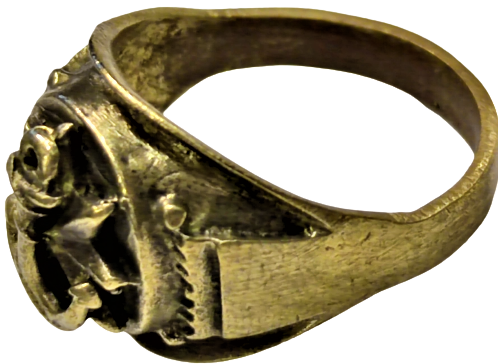 1950 BRONZ ÜZERİ DENİZ YILDIZI VE CIPA HALAT OLAN EL YAPIM USTA İŞİ ERKEK YÜZÜK