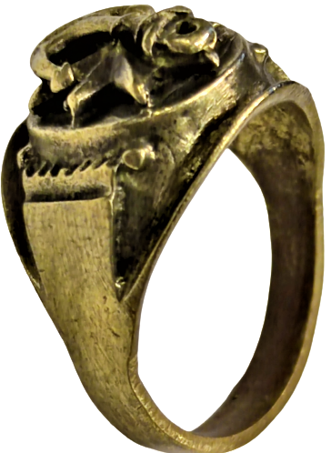 1950 BRONZ ÜZERİ DENİZ YILDIZI VE CIPA HALAT OLAN EL YAPIM USTA İŞİ ERKEK YÜZÜK