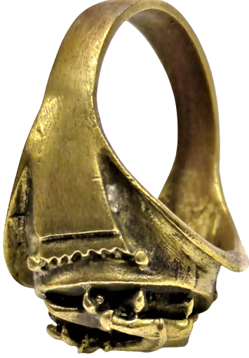 1950 BRONZ ÜZERİ DENİZ YILDIZI VE CIPA HALAT OLAN EL YAPIM USTA İŞİ ERKEK YÜZÜK