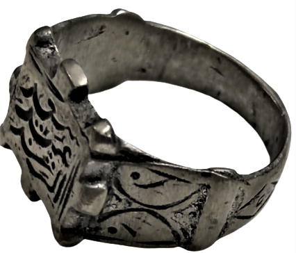 OSMANLI YAPIM TESVİYE EL USTA İŞİ ÜZERİ EL KAZIMA AYET YAZILI GÜMÜŞ YÜZÜK