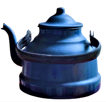 1960 KOYU LACİVERT RENKDE CİNKO EMAYE KAPLAMA KAPAKLI SİYAH KULPLU ÇAYDANLIK 2,5 LİTRELİK 