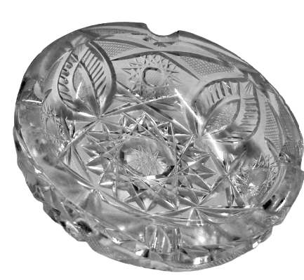 KRISTAL BİLLÜR KESME CAM EL İŞCİLİKLİ SORUNSUZ MASA SEHBA ÜZERİ KÜLLÜK ÖLCÜLER 12,3 CM CAPINDA YÜKSEKLİK  3.5 CM