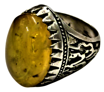 1960 RUS 84 DAMGALI BALTIK KEHRİBAR TAŞLI  İKİ YANIDA FARKLI İŞCİLİKLİ GÜMÜŞ YÜZÜK