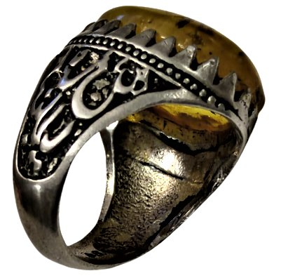 1960 RUS 84 DAMGALI BALTIK KEHRİBAR TAŞLI  İKİ YANIDA FARKLI İŞCİLİKLİ GÜMÜŞ YÜZÜK