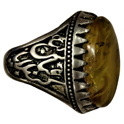 1960 RUS 84 DAMGALI BALTIK KEHRİBAR TAŞLI  İKİ YANIDA FARKLI İŞCİLİKLİ GÜMÜŞ YÜZÜK