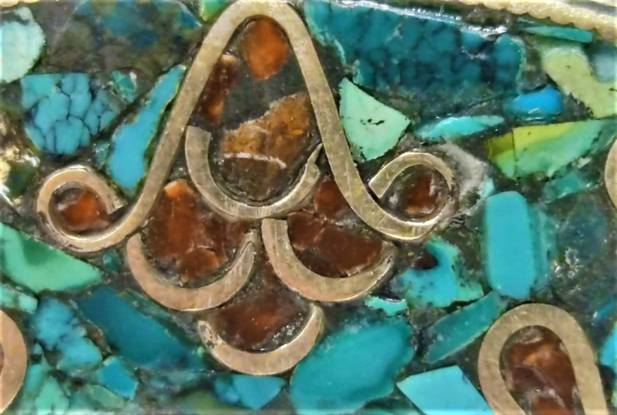 MİKRO MOZAİK MAVİ YEŞİL BORDO TONLARDA DİZAY EDİLMİŞ TAMAMI ÖZEL EL İŞCİLİKLİ İTALYAN TASARIM GÜMÜŞ YÜZÜK 