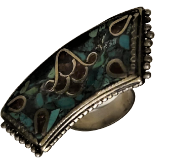 MİKRO MOZAİK MAVİ YEŞİL BORDO TONLARDA DİZAY EDİLMİŞ TAMAMI ÖZEL EL İŞCİLİKLİ İTALYAN TASARIM GÜMÜŞ YÜZÜK 