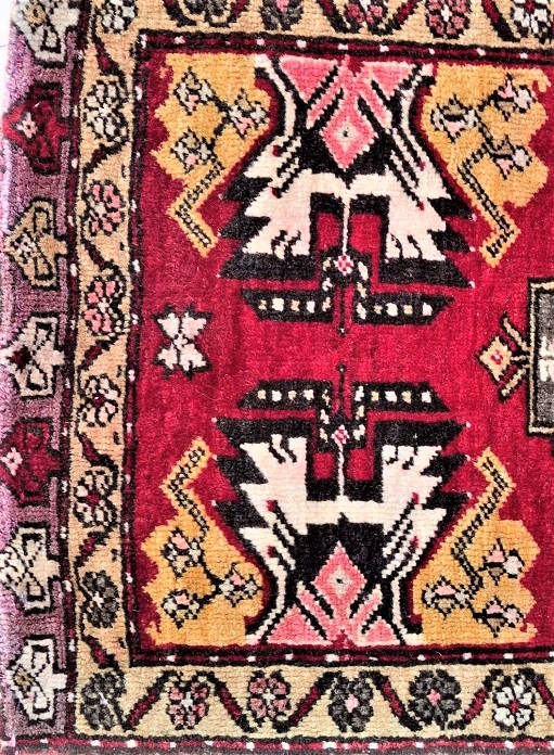 1950 EL TEZGAH DOKUMA YÜN KÖK BOYAMA KAYSERİ CANLI RENKLERDE KİLİM MİNDERLİK 2 ADET AYNI DESEN