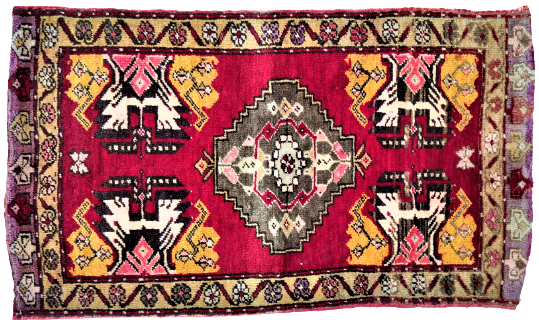 1950 EL TEZGAH DOKUMA YÜN KÖK BOYAMA KAYSERİ CANLI RENKLERDE KİLİM MİNDERLİK 2 ADET AYNI DESEN