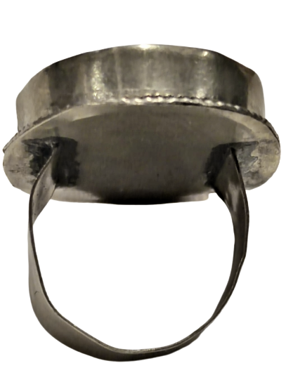 1970 EL YAPIM  USTA İŞİ ÖZEL TASARIM ORTASI DOGAL MAVİ YEŞİL ARASI RENDE TAŞ YÜZÜK 