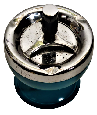 1970 RETRO KROM NİKEL METAL KAPAK MAVİ RENKDE DÖNEN MEKANİZMALİ KÜLLÜK