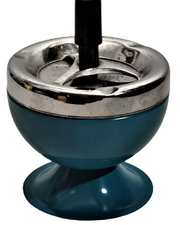 1970 RETRO KROM NİKEL METAL KAPAK MAVİ RENKDE DÖNEN MEKANİZMALİ KÜLLÜK