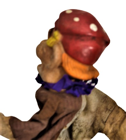 1950 GERMANY PARMAK KUKLA  ELBİSELİ VE YUZ KISMI KAUCUK OYUNCAK ŞAPKALI ADAM KUKLA