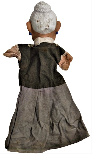 1950 GERMANY PARMAK KUKLA  ELBİSELİ VE YUZ KISMI KAUCUK OYUNCAK KADIN KUKLA