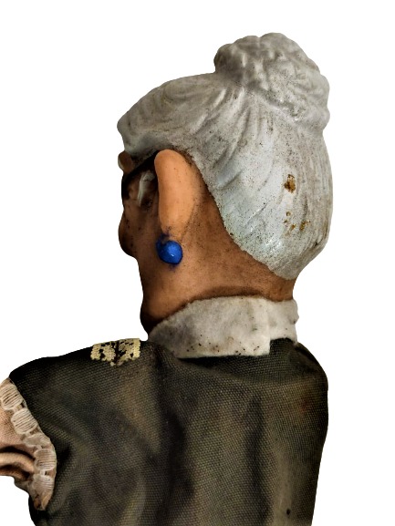 1950 GERMANY PARMAK KUKLA  ELBİSELİ VE YUZ KISMI KAUCUK OYUNCAK KADIN KUKLA