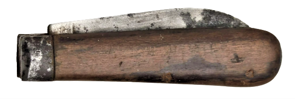 1960 EL YAPIM CELİK CİFT FOKSİYONLU CAKI DIŞI GÜL AGACINDAN YAPILMIŞ CEP CAKISI