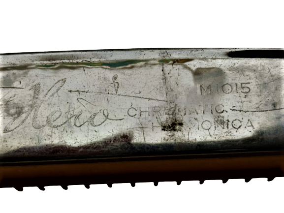 1950 HERO M1015 CHROMATIC ARMONICA  POMPALI CİFT SIRA AGIZ  MIZIKA