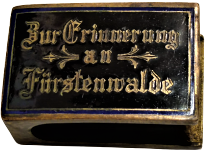 1940 KİBRİTLİK BRONZ ÜZERİ MİNELİ ALMAN JULIUS PINTSCH BUR ERINNERUNG AN FÜRSTENIVALDE STREICHHÖLZER