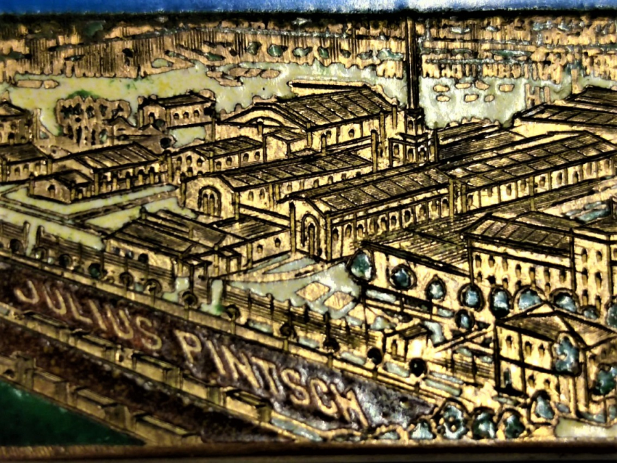 1940 KİBRİTLİK BRONZ ÜZERİ MİNELİ ALMAN JULIUS PINTSCH BUR ERINNERUNG AN FÜRSTENIVALDE STREICHHÖLZER