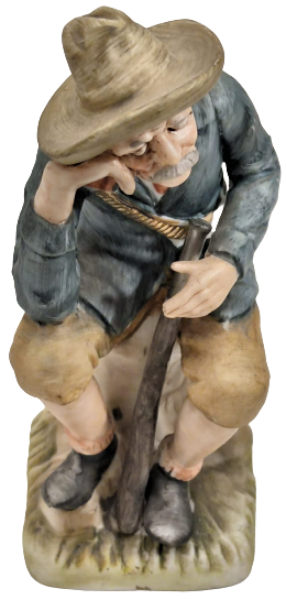 1950 İTALYAN KAPİTEMONTE  EL BOYAMA ELİNDE TÜFEK SIRTINDA FİŞEKLİK ORMANDA DİNLENEN ADAM 