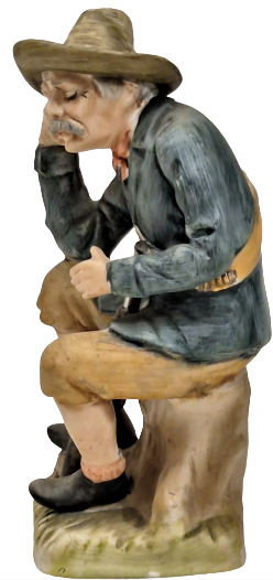 1950 İTALYAN KAPİTEMONTE  EL BOYAMA ELİNDE TÜFEK SIRTINDA FİŞEKLİK ORMANDA DİNLENEN ADAM 